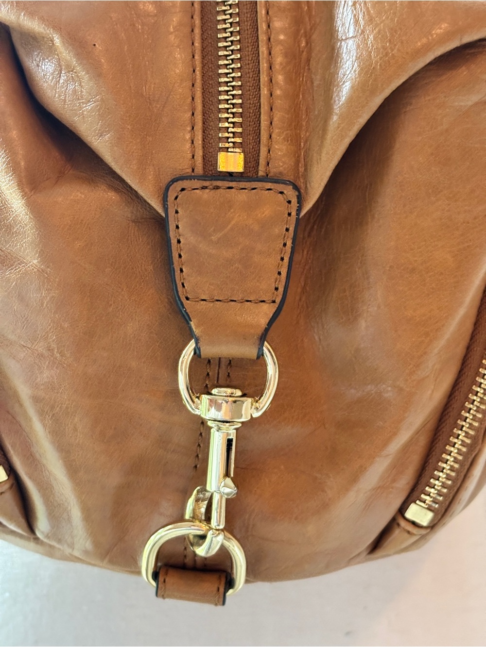 Rebecca Minkoff Cognac Mini Julian Leather Backpack Convertible Shoulder Bag - Picture 6 of 14